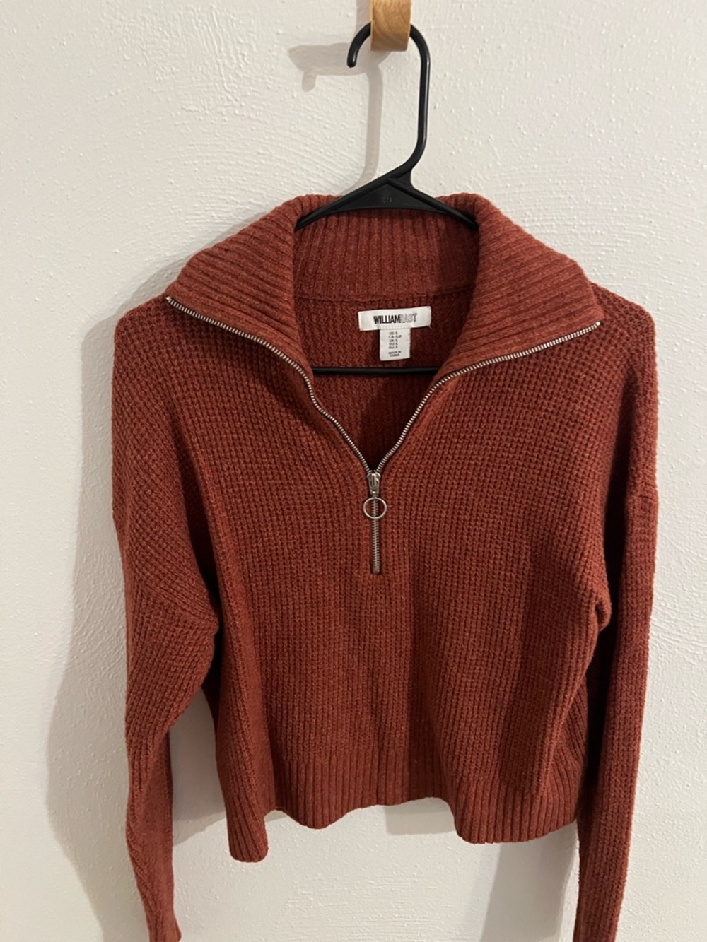 William Rast 3/4 Zip-Front Ribbed Sweater
